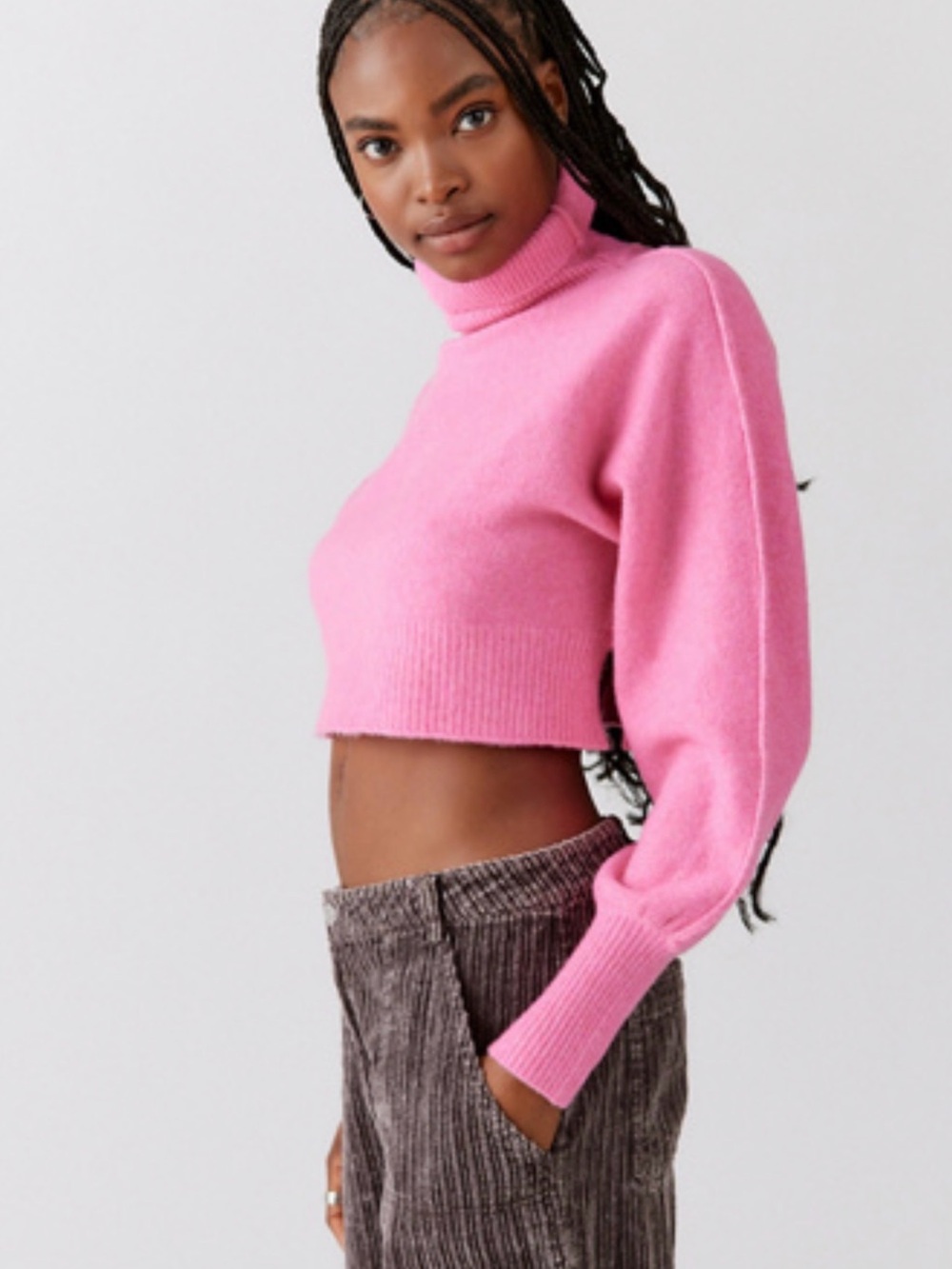 Urban Outfitters Pink Cropped Turtleneck Sweater